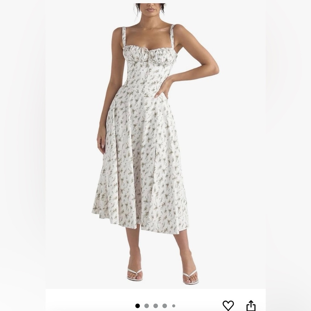 Floral White Midi Dress